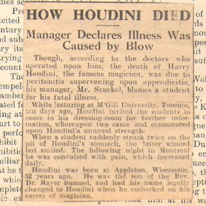 How Houdini Died clipping