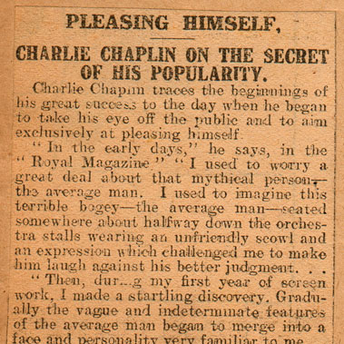 Charlie Chaplin On The Secret Of His Popularity.